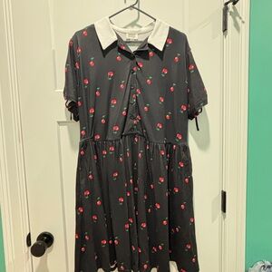 Cherry Print Button-Up Mini Dress 🍒 | Unique Vintage